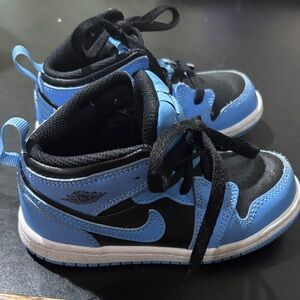 Air Jordan Nike  Kids Black and Blue High-Top Sneakers